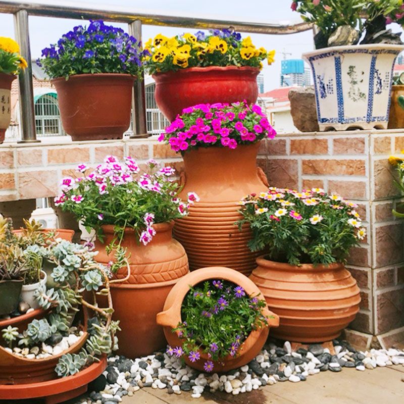 免運/ 可開票 快速出貨 戶外擺件 家庭擺飾 紅陶花盆粗陶酒店庭院栽花園大陶瓷罐盆缽紅泥大號景觀陶盆大口徑