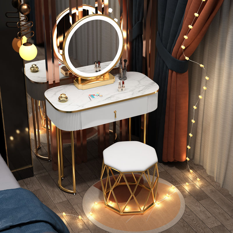 免運 化妝桌 實木梳妝臺 小戶型化妝桌  化妝臺小戶型梳妝臺主臥上檔次簡約北歐現代灰色化妝桌組合移動 可開發票 全館八折 工廠現貨直銷 新品特價 y9052