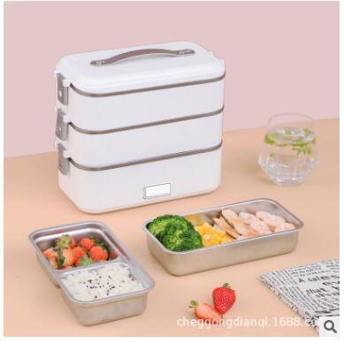 110V台灣專用三層保溫電熱飯盒 蒸煮加熱飯盒 插電保溫電飯盒