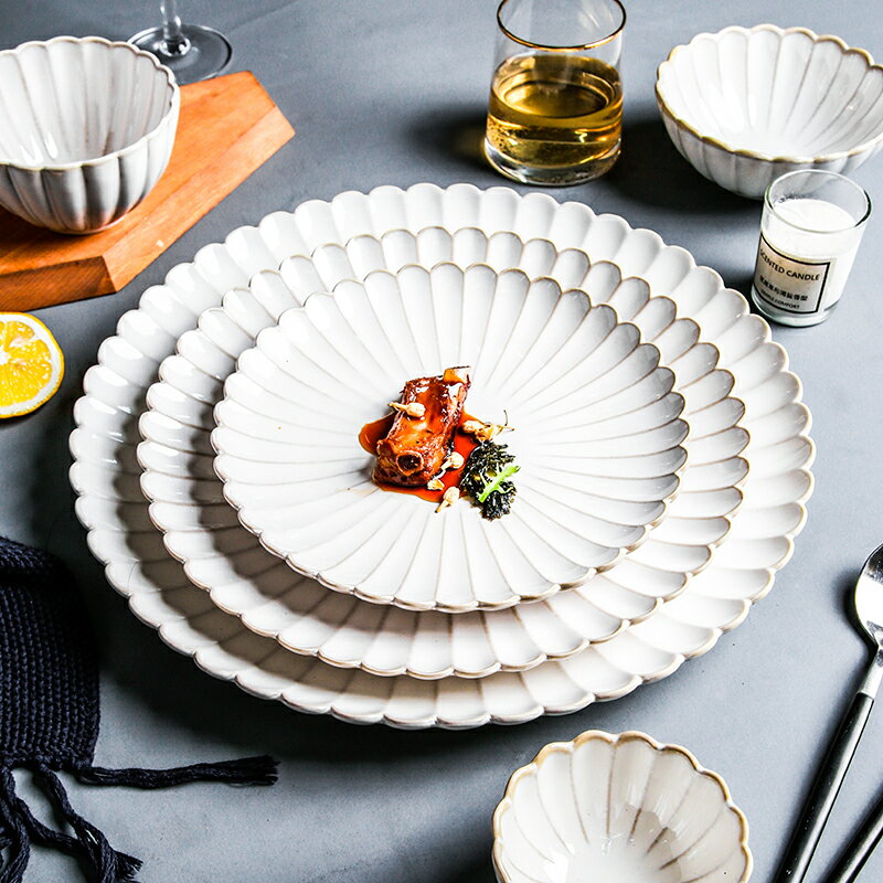 歐式陶瓷盤子套裝家用白色碗盤餐具碟子菜盤平盤餐盤魚盤