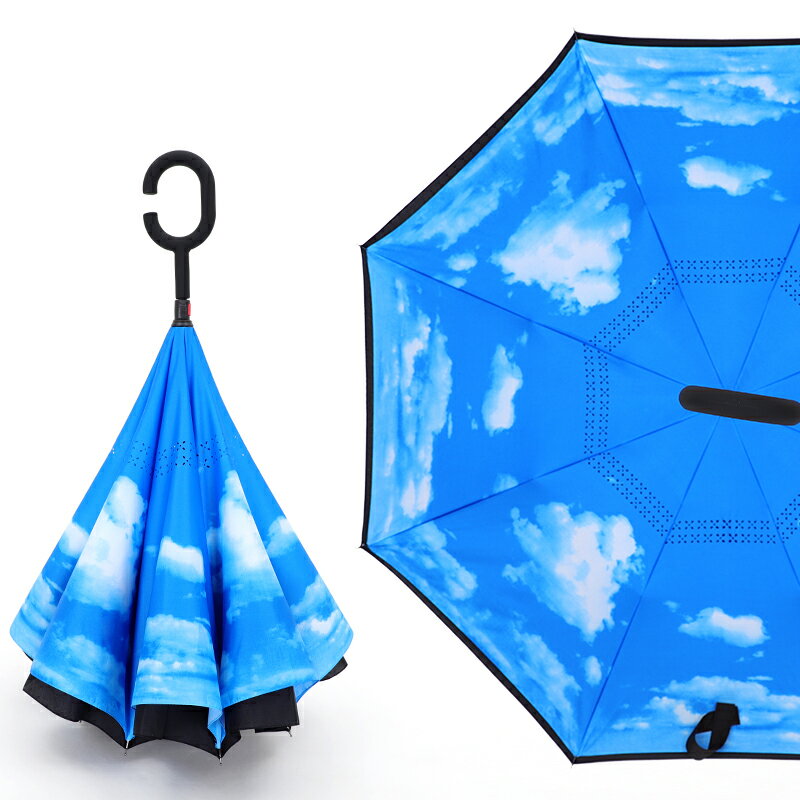 遮陽傘 直傘 雙層反向雨傘男大號超大車用載傘女晴雨兩用全自動長柄雙人直桿傘『my2569』