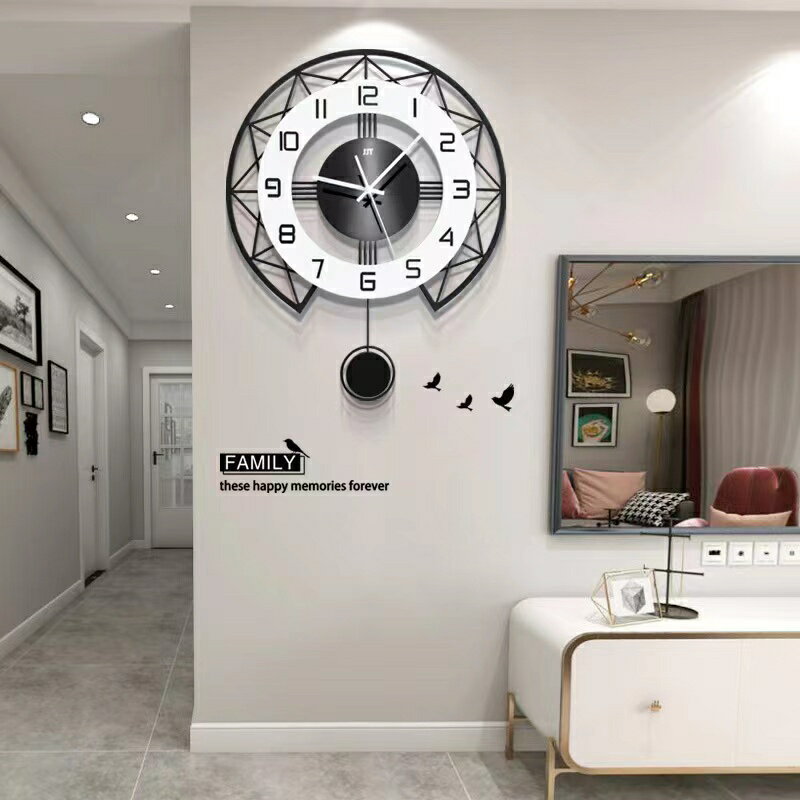 【掛鐘時鐘】北歐鐘錶掛鐘客廳家用時尚個性創意大氣時鐘簡約現代鍾錶藝術石英壁鐘送墻貼