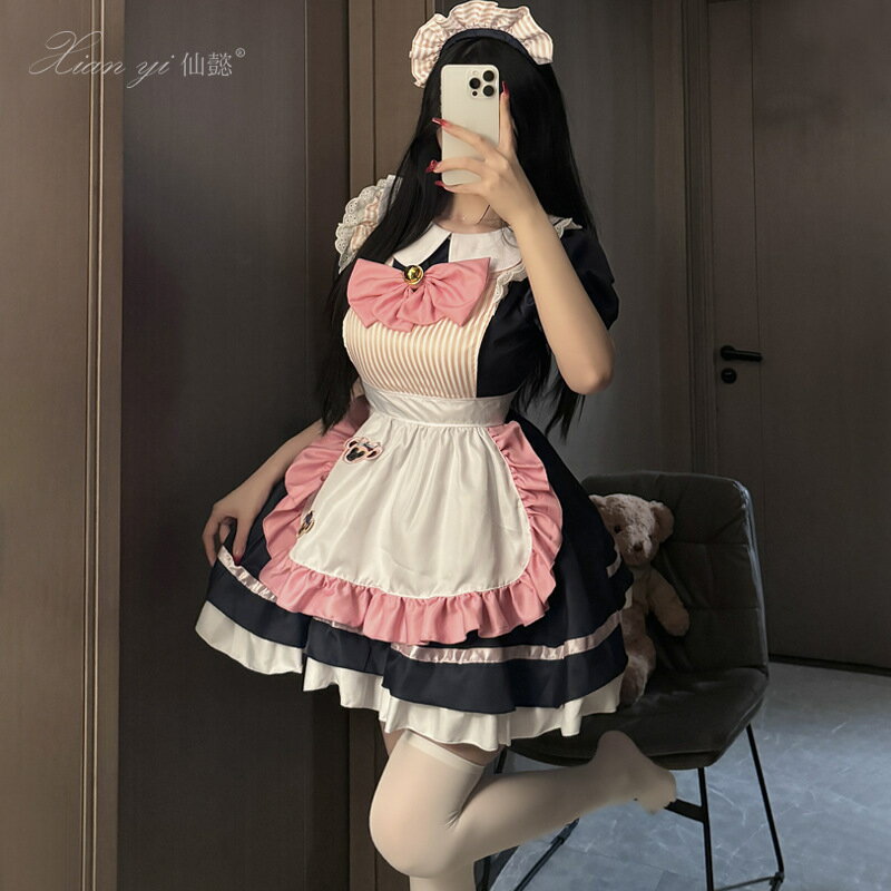 免運 仙懿二次元動漫cos制服日系甜美可愛大碼女傭連衣裙洛麗塔衣服557 可開發票
