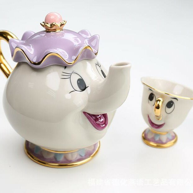 美女與野獸茶煲太太茶壺阿奇水杯Mrs. Potts套裝生日禮物