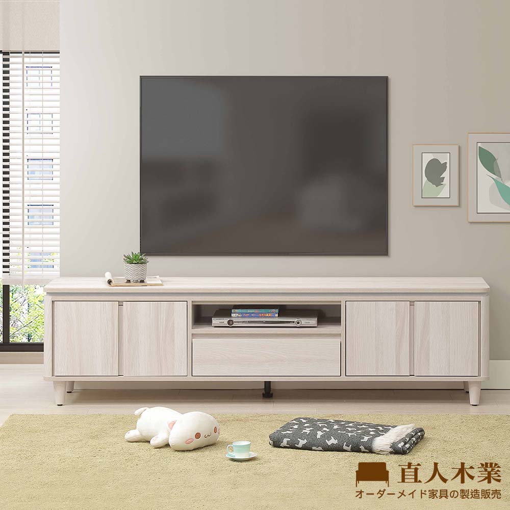 【直人木業】TESS淺橡極簡風電視櫃182公分