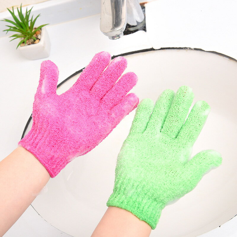創意家用五指沐浴手套搓澡巾去角質洗澡手套搓泥擦背磨砂強力手套