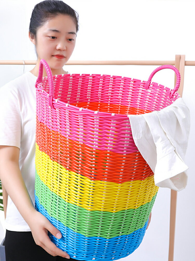 塑料藤編臟衣籃衣物家用洗衣籃臟衣服收納筐衣簍玩具桶編織框簍子