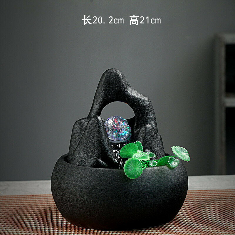 招財流水擺件送禮禮品 新中式陶瓷流水擺件迴圈水辦公室桌面茶幾水景噴泉喬遷開業禮品