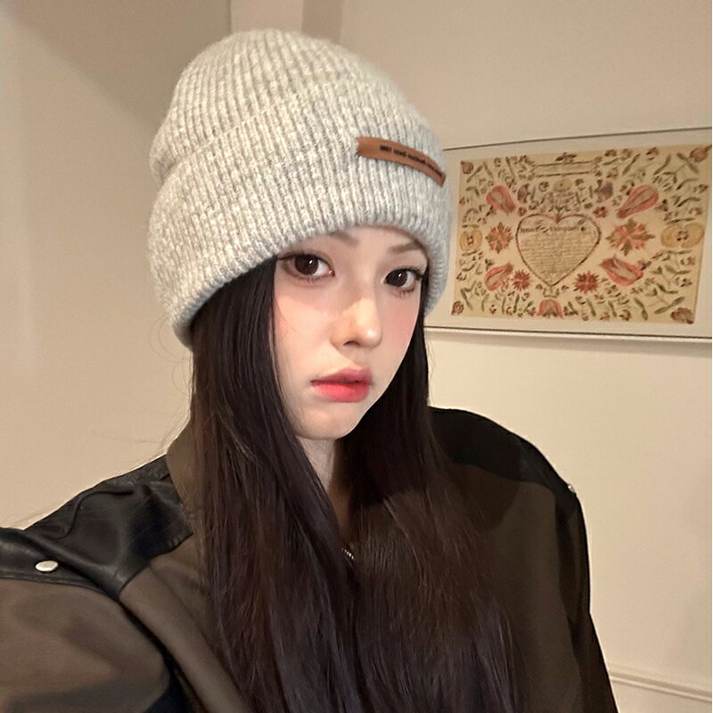 毛帽 毛線帽 針織帽 包頭帽 含羊毛高品質帽子女秋冬季加厚保暖毛線帽大頭圍顯臉小針織包頭帽