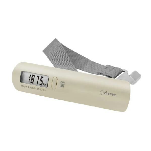缺貨 日本 dretec 新 攜帶式 行李秤-50kg 米白/ 臺 LS-107BE