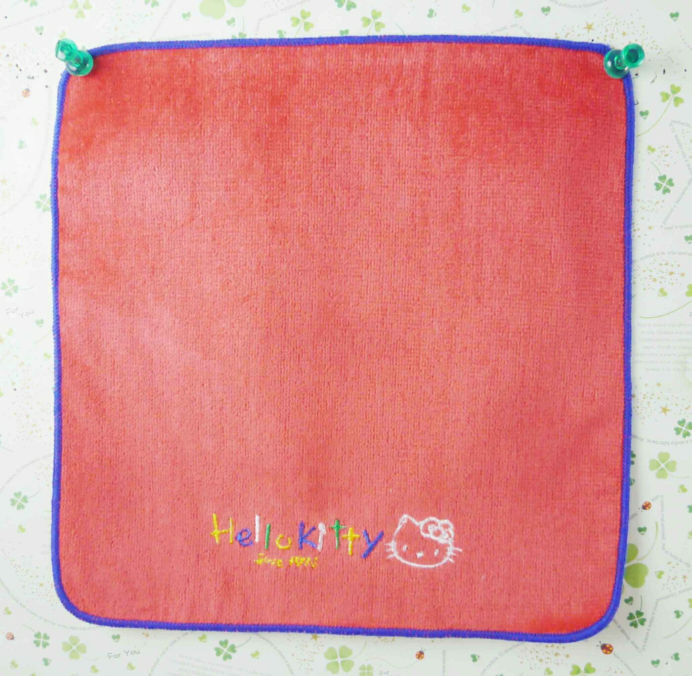 【震撼精品百貨】Hello Kitty 凱蒂貓 方巾-紅底藍邊彩字 震撼日式精品百貨