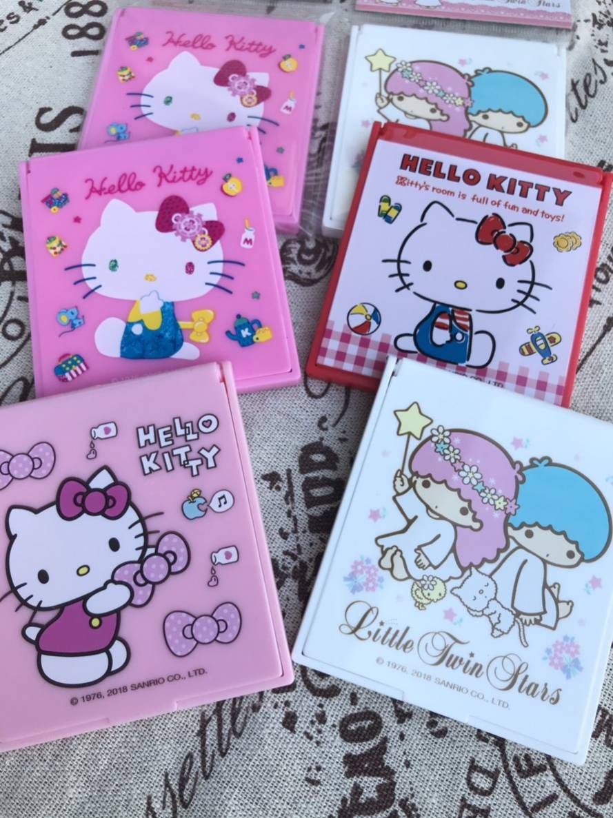 大賀屋 正版 雙子星 化妝鏡 隨身鏡 摺疊鏡 小鏡子 鏡子 隨身 KIKI LALA 三麗鷗 Sanrio T00120381