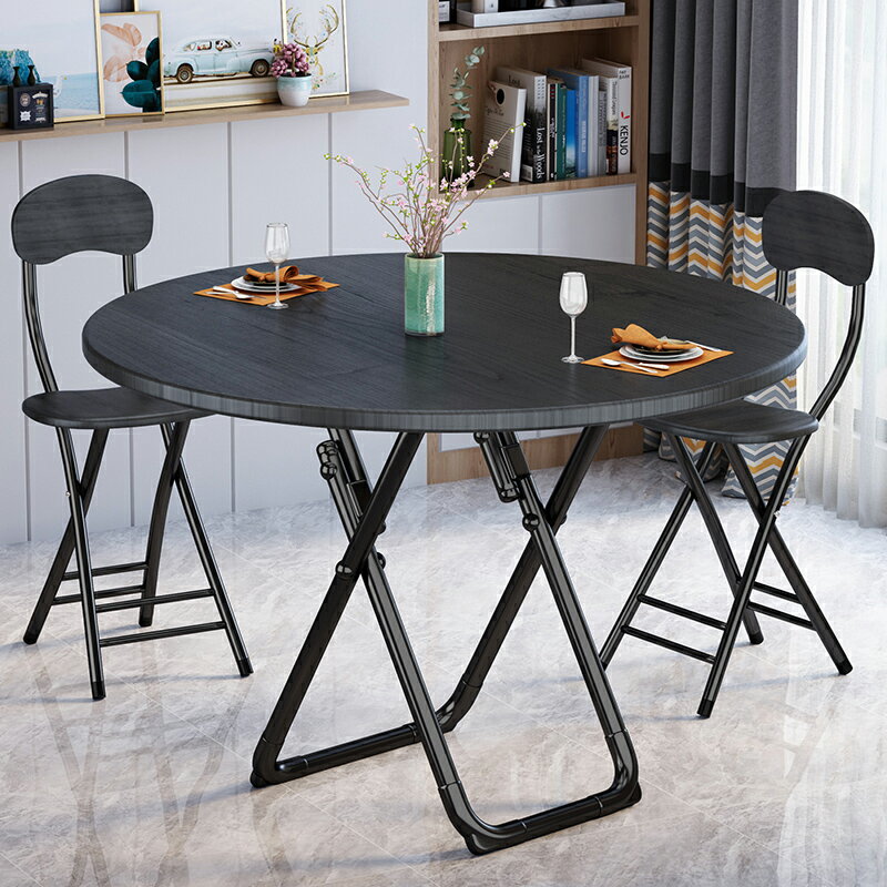 擺攤可折疊桌家用簡易餐桌便攜式戶外圓桌出租房小戶型吃飯方桌子