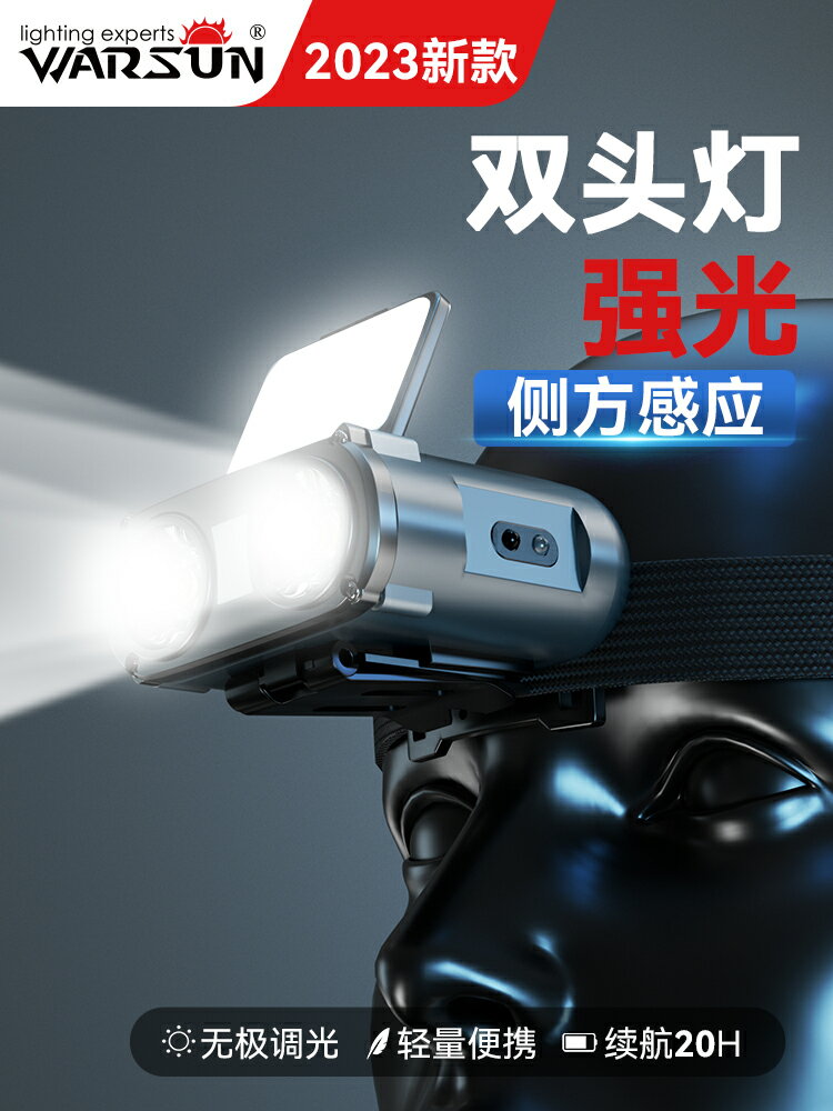 沃爾森貓頭鷹夜釣魚強光頭燈感應超亮充電專用超長續航帽夾燈手電 幸福驛站