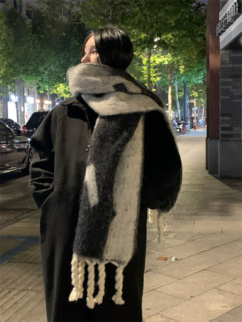冷淡灰~韓國冬季加厚保暖圍脖女高階感氣質馬海毛圍巾百搭披肩潮