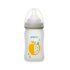 貝親 Pigeon矽膠護層寬口玻璃彩繪奶瓶160ml(水果/米棕)(P00549) 664元