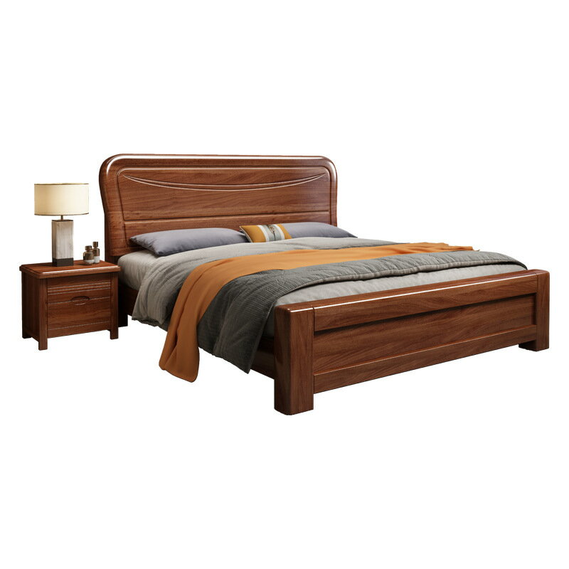 優樂悅~中式實木床1.5米雙人床現代中式1.8米抽屜高箱儲物主臥床廠家直銷