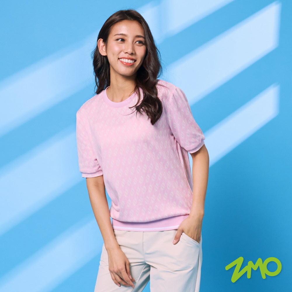 ZMO 23 女木醣醇涼感透氣幾何緹花短袖衫_線條幾何 二色︱TX904
