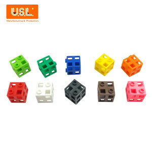 《台灣製USL遊思樂》教具 積木 USL 連接方塊-正方形 10 色 ( 100 PCS ) 東喬精品百貨