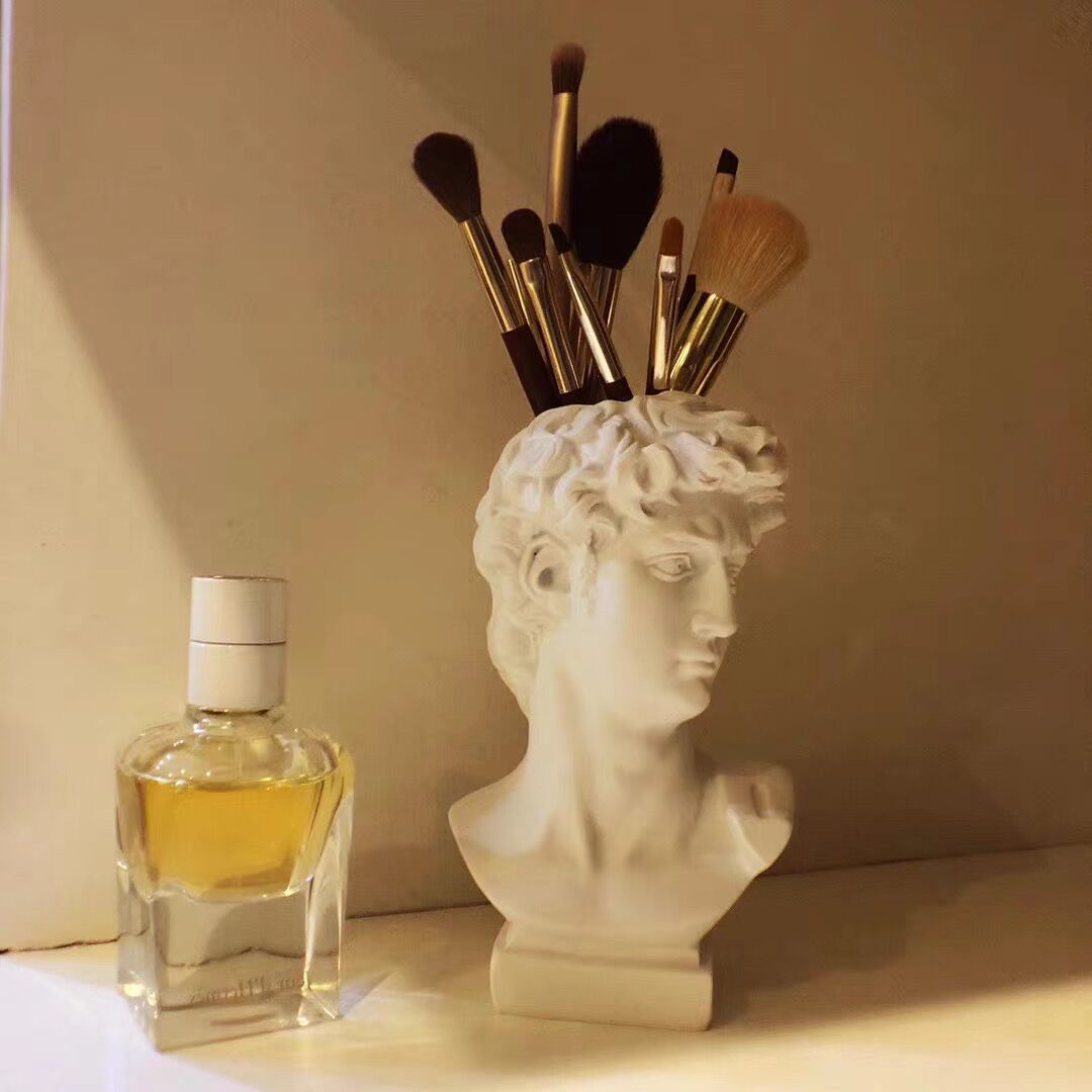 你是個大藝術家 古希臘雕像化妝刷筒收納盒 ins花瓶家居個性擺件