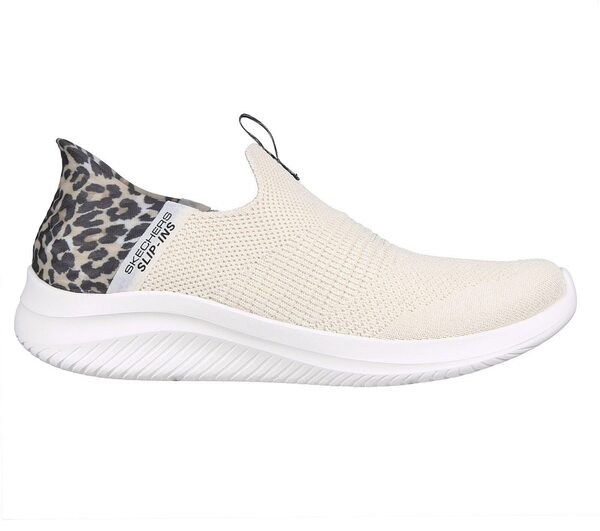 Skechers Ultra Flex 3.0 [149712LPD] 女 健走鞋 休閒 瞬穿舒適科技 緩震 豹紋 米白