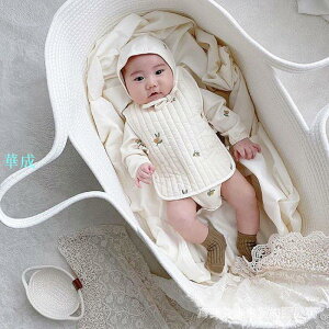 Ins風新款棉繩編織嬰兒手提籃摺疊便攜式新生兒睡床外出睡籃圍欄