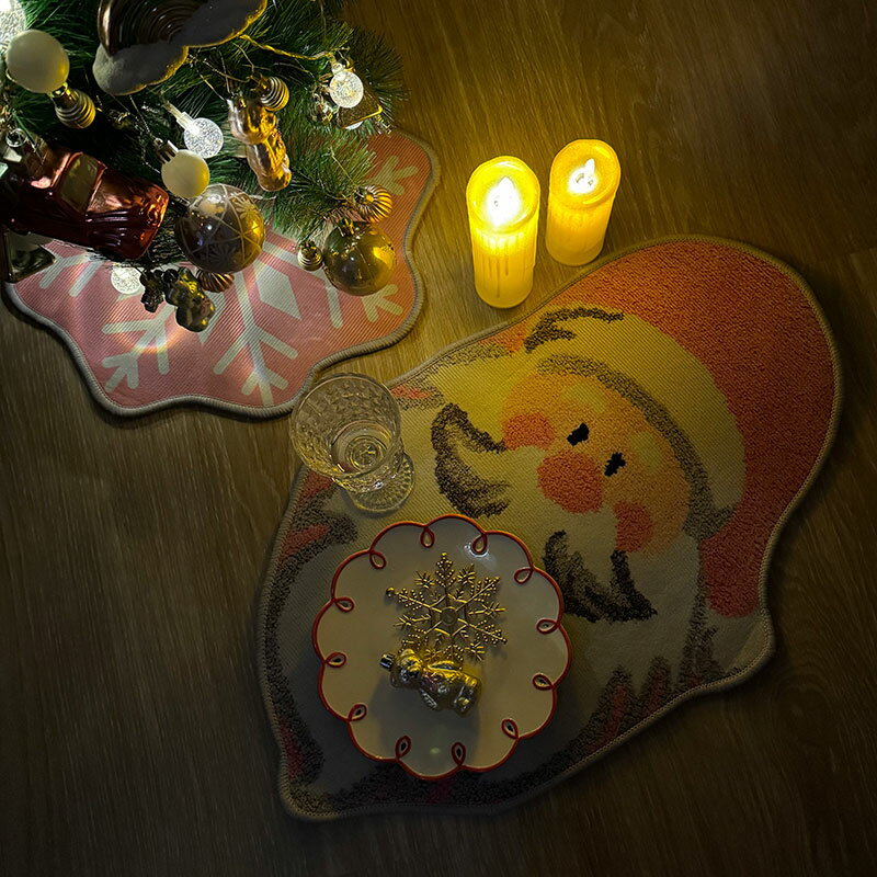 粉色聖誕老公公地墊 桌墊 餐墊 粉色聖誕節 網紅拍照超出片 耶誕氛圍感 聖誕節交換禮物 7