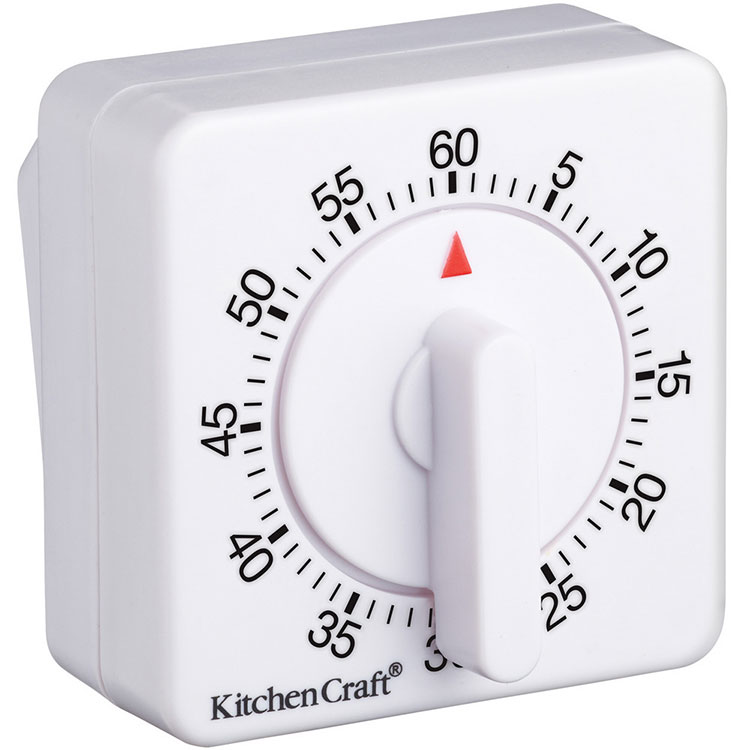 《KitchenCraft》方型發條計時器(白) | 廚房計時器
