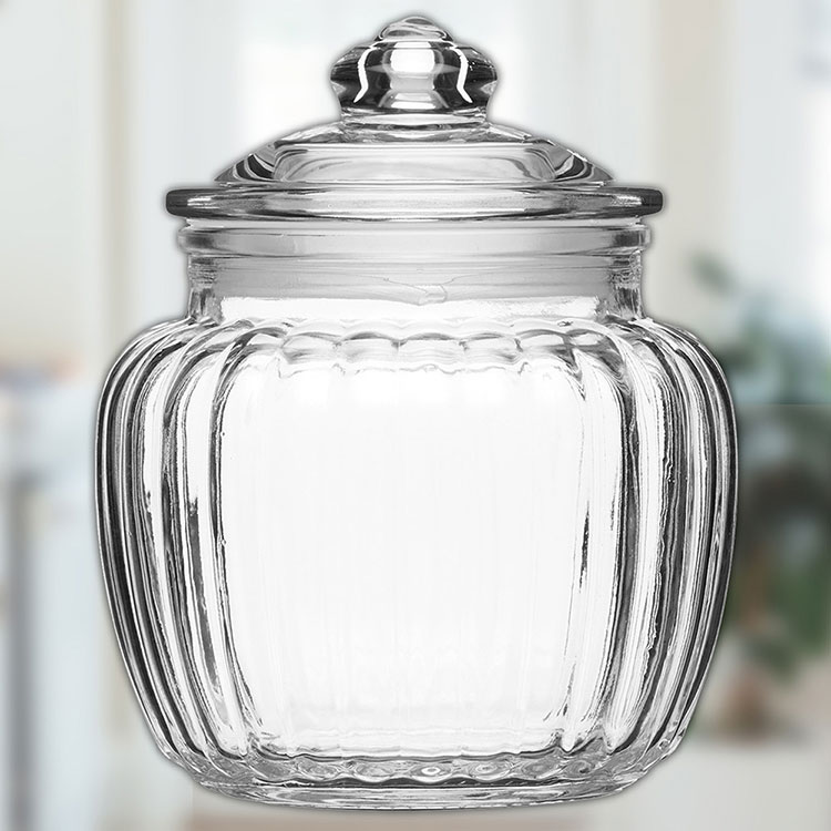 《HomeMade》菊花紋復古密封玻璃罐(600ml) | 保鮮罐 咖啡罐 收納罐 零食罐 儲物罐