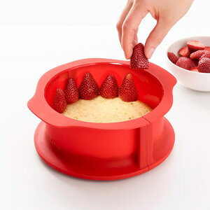 《LEKUE》深蛋糕環+瓷盤(紅15cm) | 點心烤模