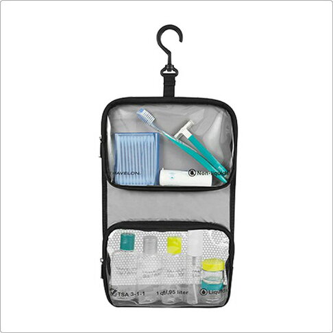 《TRAVELON》掛式雙袋分裝瓶罐6件組(黑) | 化妝包 收納包 旅行小包 沐浴小包 盥洗收納包 3