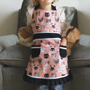 《NOW》甜心兒童圍裙(貓咪) | 親子圍裙 畫畫衣 烘焙圍裙