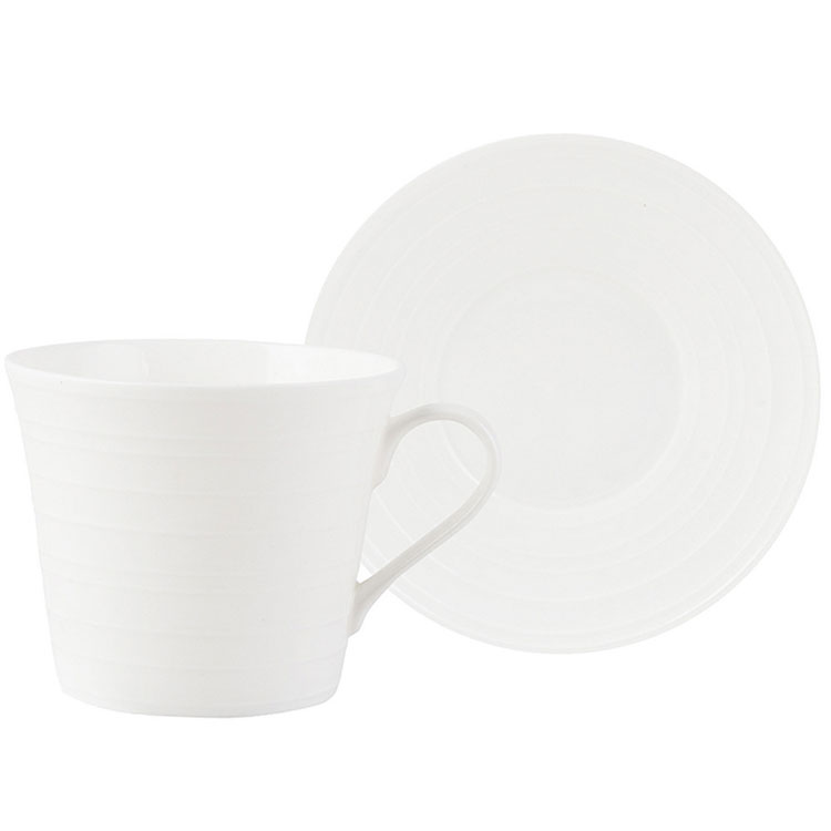 《Mikasa》漣漪骨瓷杯碟組(350ml) | 咖啡杯 下午茶杯