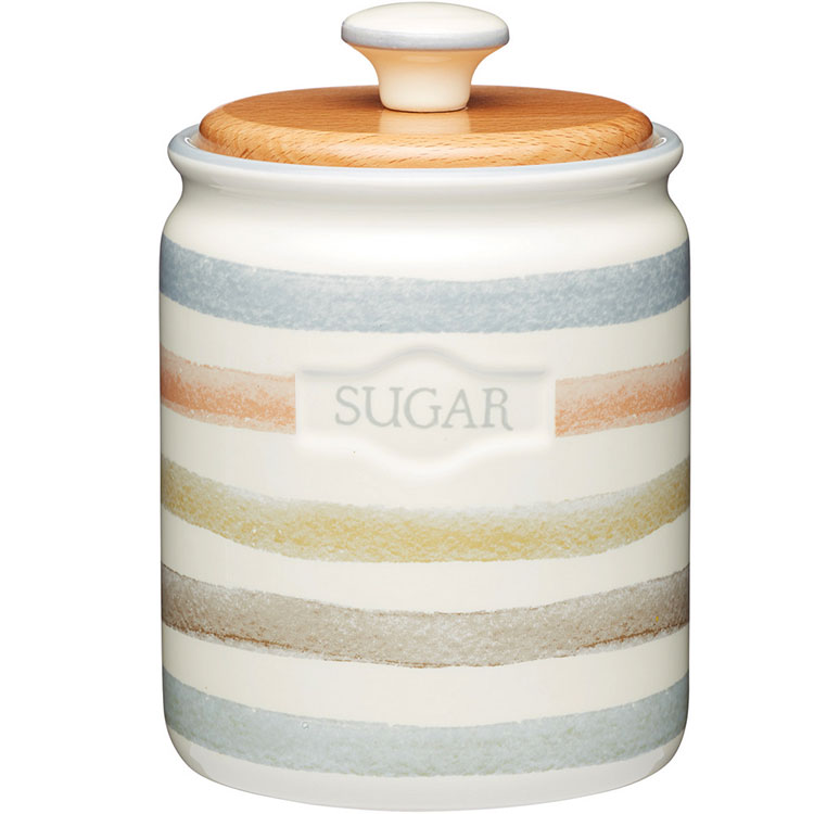 《KitchenCraft》砂糖陶製密封罐(復古條紋) | 保鮮罐 咖啡罐 收納罐 零食罐 儲物罐