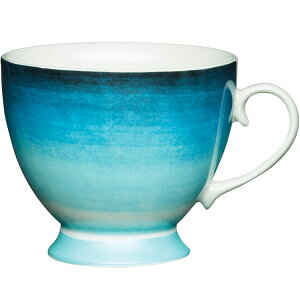 《KitchenCraft》高腳骨瓷馬克杯(漸層藍400ml) | 水杯 茶杯 咖啡杯
