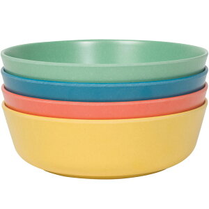 《NOW》Ecologie竹纖維淺餐碗4入(綠藍橘黃) | 飯碗 湯碗