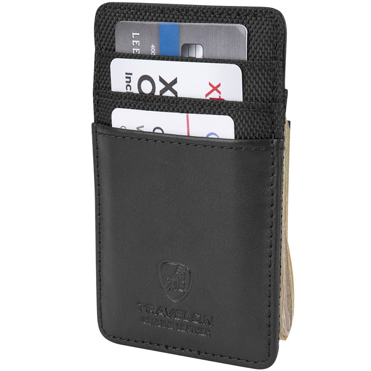 《TRAVELON》網拼防護鈔票RFID證件夾(黑) | 卡片夾 識別證夾 名片夾 RFID辨識