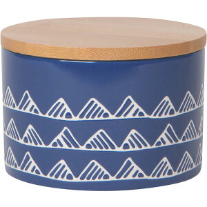 《NOW》竹蓋陶製密封罐(藍山丘375ml) | 保鮮罐 咖啡罐 收納罐 零食罐 儲物罐