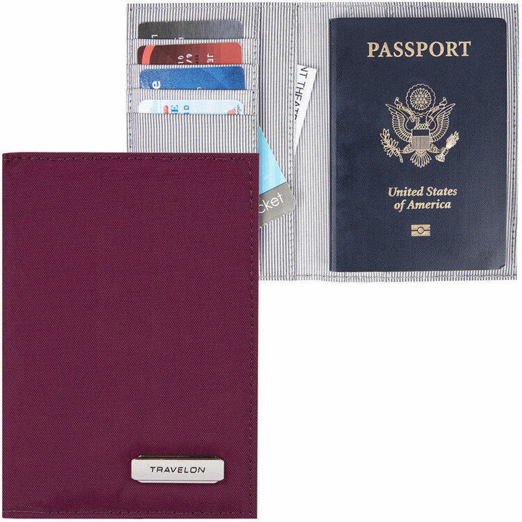 《TRAVELON》兩折式護照夾(桃紅) | RFID防盜 護照保護套 護照包 多功能收納包