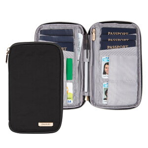 《TRAVELON》多功能旅遊護照包(黑) | RFID防盜 護照保護套 護照包 多功能收納包