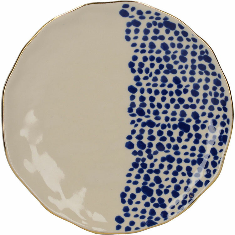 《Mikasa》金邊靛藍餐盤(波點19cm) | 餐具 器皿 盤子