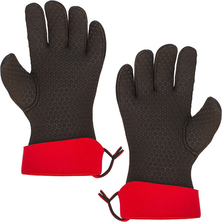 《KitchenGrips》五指止滑隔熱手套(黑L一對) | 防燙手套 烘焙耐熱手套