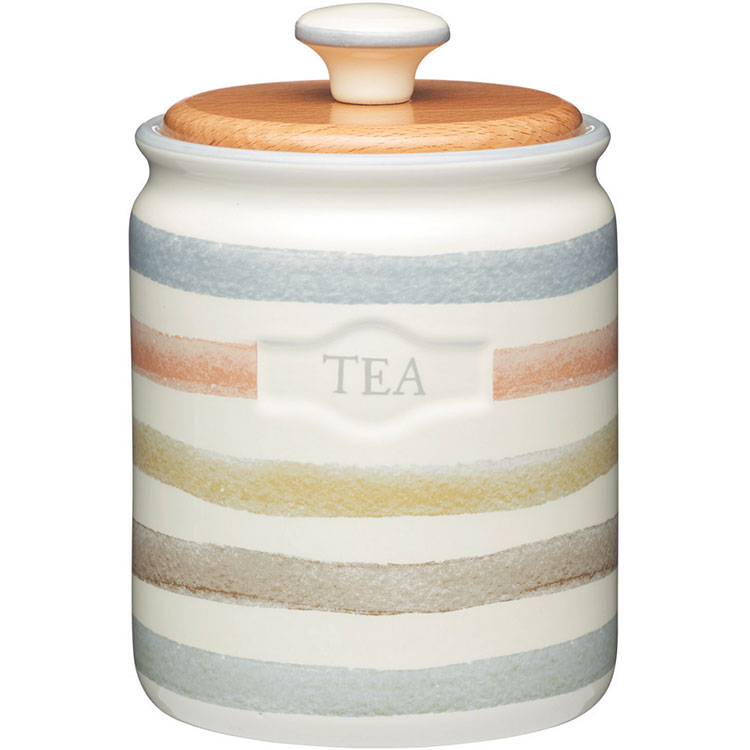 《KitchenCraft》茶葉陶製密封罐(復古條紋) | 保鮮罐 咖啡罐 收納罐 零食罐 儲物罐