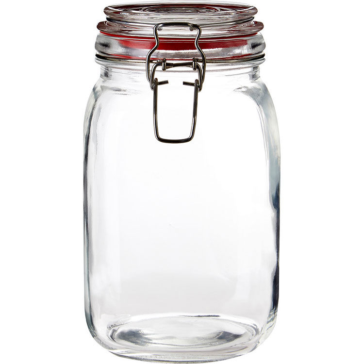 《Premier》扣式玻璃密封罐(紅1.5L) | 保鮮罐 咖啡罐 收納罐 零食罐 儲物罐