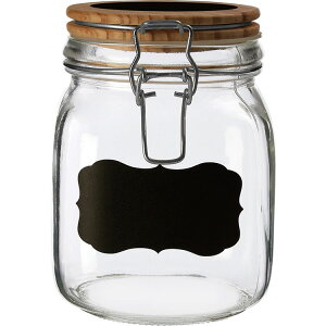 《Premier》標記扣式玻璃密封罐(木950ml) | 保鮮罐 咖啡罐 收納罐 零食罐 儲物罐