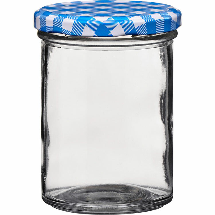 《Premier》格紋玻璃收納罐(藍350ml) | 收納瓶 儲物罐 零食罐