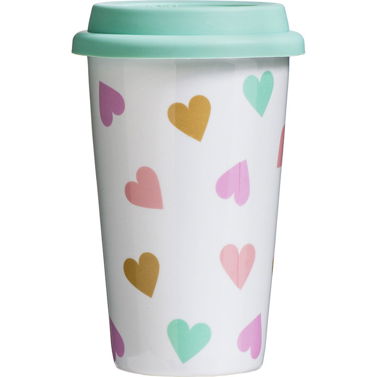 《Premier》瓷製雙層隨行杯(愛心330ml) | 環保杯 自帶杯 水杯 茶杯 咖啡杯