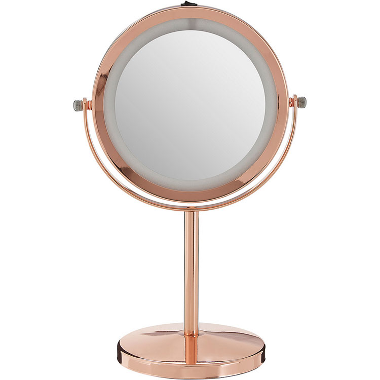 《Premier》Clara雙面環燈桌鏡(玫瑰金) | 鏡子 化妝鏡