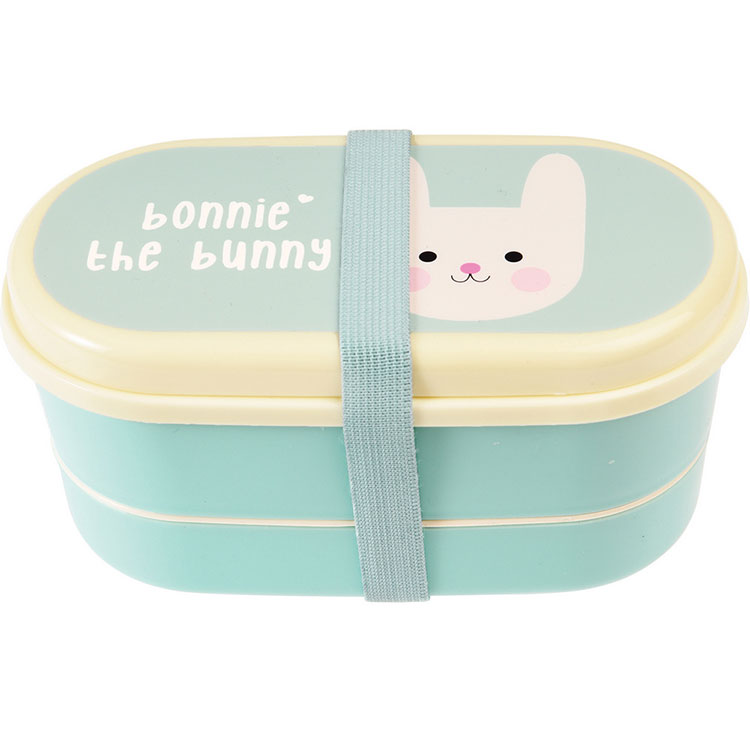 《Rex LONDON》餐具+雙層兒童便當盒(兔兔) | 環保餐盒 保鮮盒 午餐盒 飯盒
