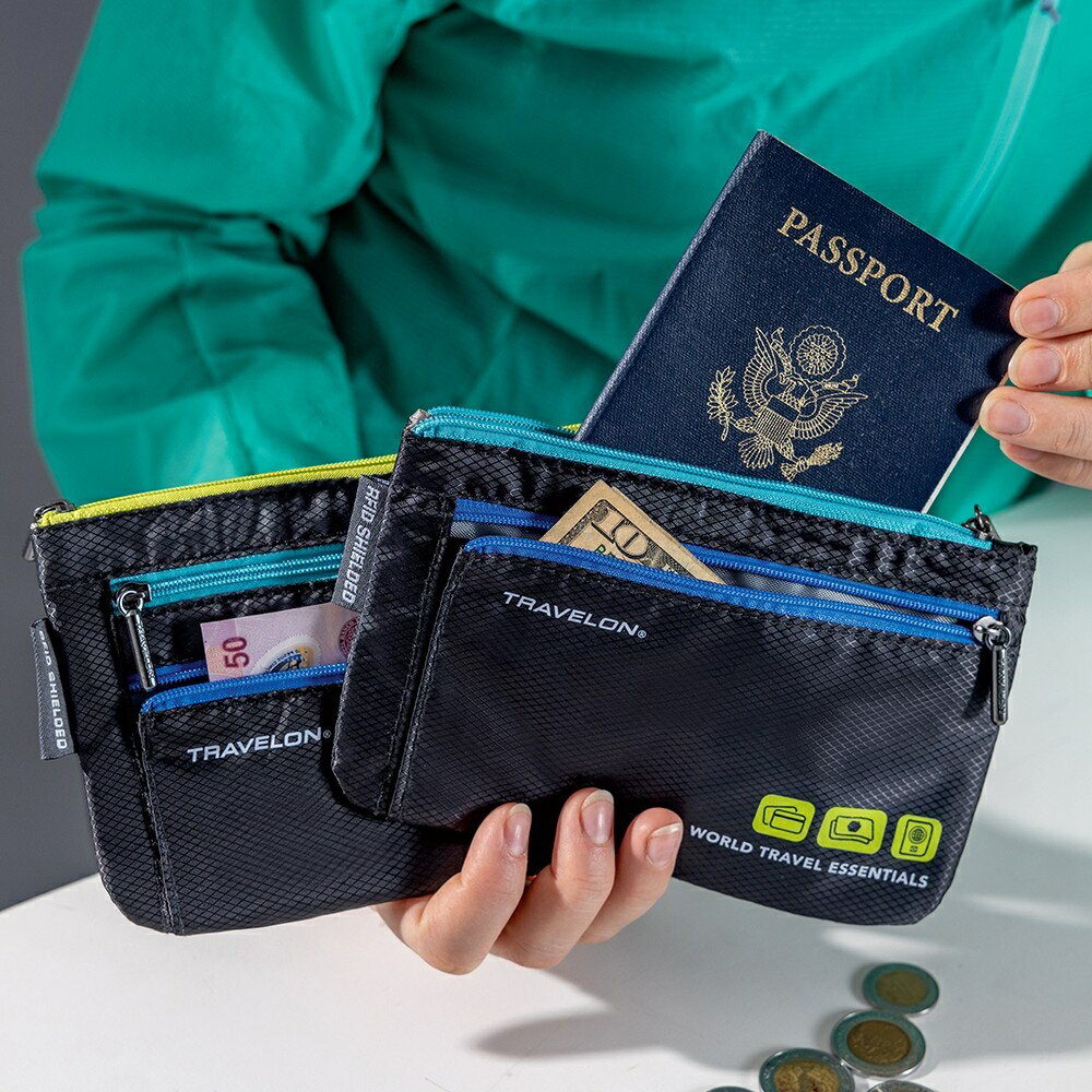 《TRAVELON》防盜證件包2件(黑) | 卡片夾 識別證夾 名片夾 RFID辨識